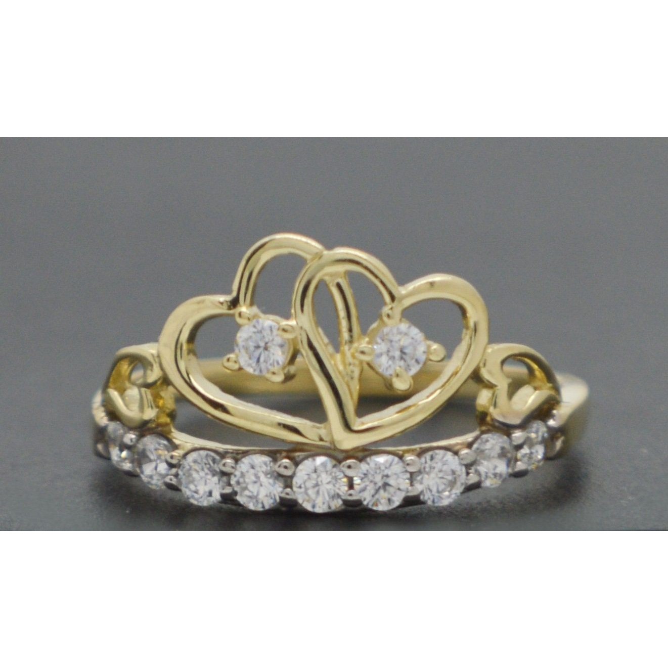 Real 10k Yellow Gold 10mm Cz Heart Shape Lovestruck Wedding Ring 1.8gr All Sizes